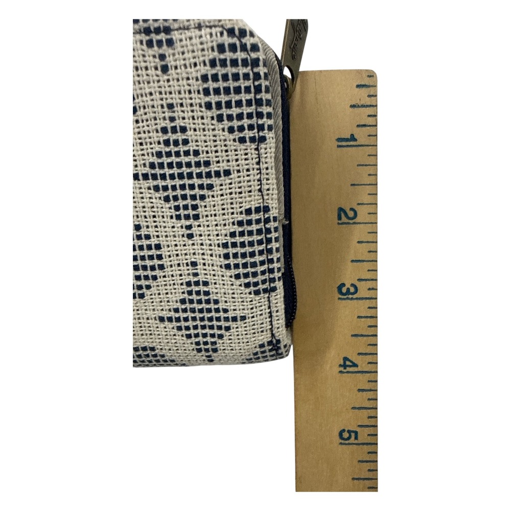 NWT Thirty-One Woven Bifold Wallet Navy Cream Zip Coastal Preppy Resort - Picture 9 of 9